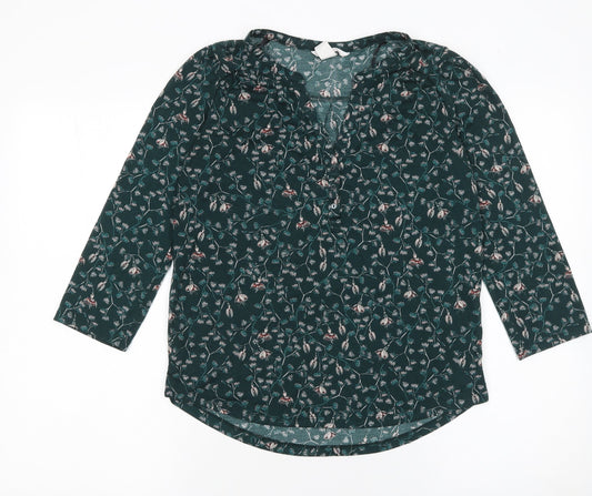 Womens UK Size XS H&M Green Tunic Blouse