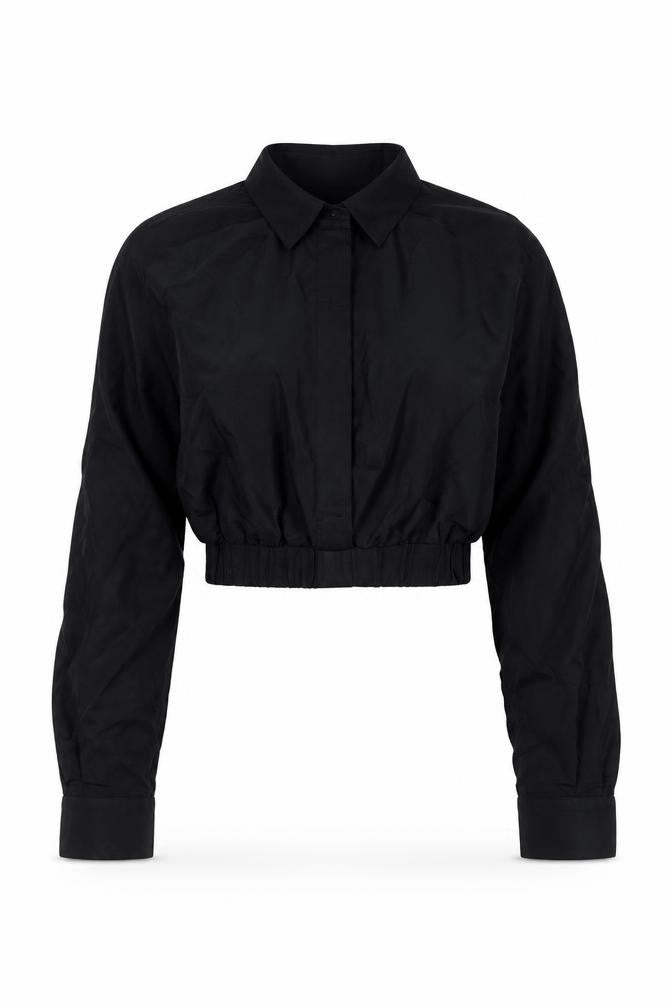 Womens UK Size 6 Boohoo Black Cropped Blouse