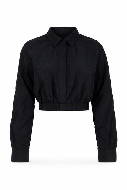 Womens UK Size 6 Boohoo Black Cropped Blouse