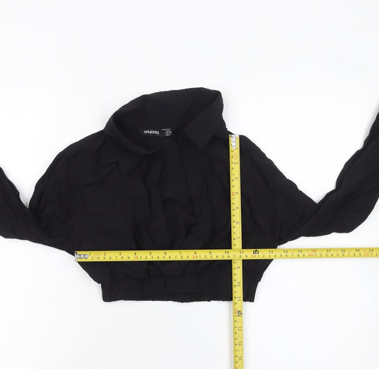 Womens UK Size 6 Boohoo Black Cropped Blouse