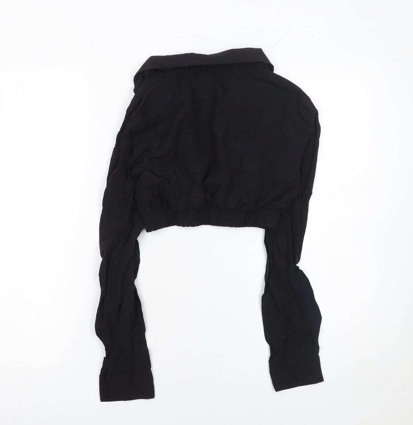 Womens UK Size 6 Boohoo Black Cropped Blouse
