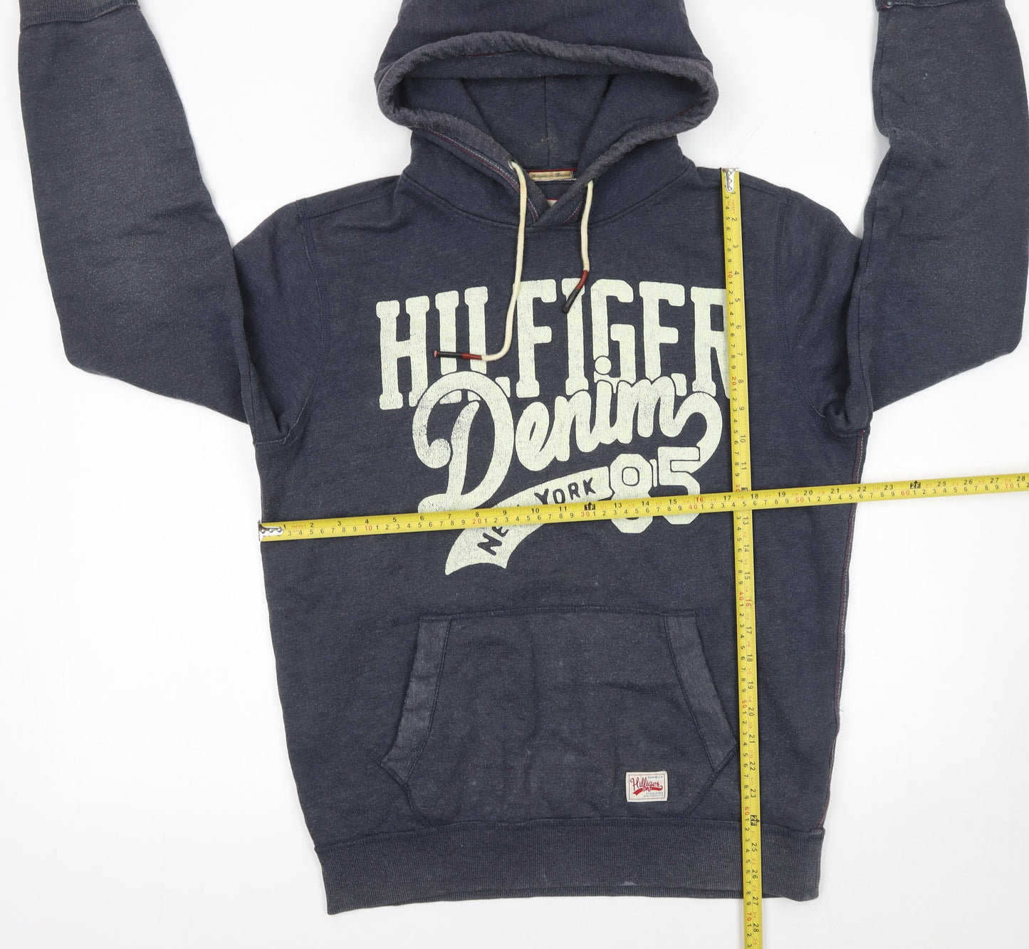 Mens UK Size L Hilfiger Denim Blue Pullover Hoodie