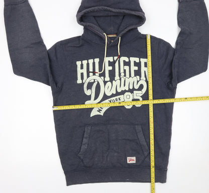 Mens UK Size L Hilfiger Denim Blue Pullover Hoodie