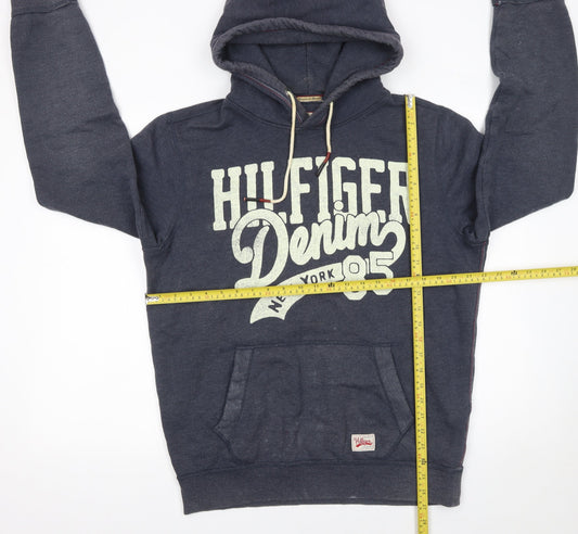 Mens UK Size L Hilfiger Denim Blue Pullover Hoodie