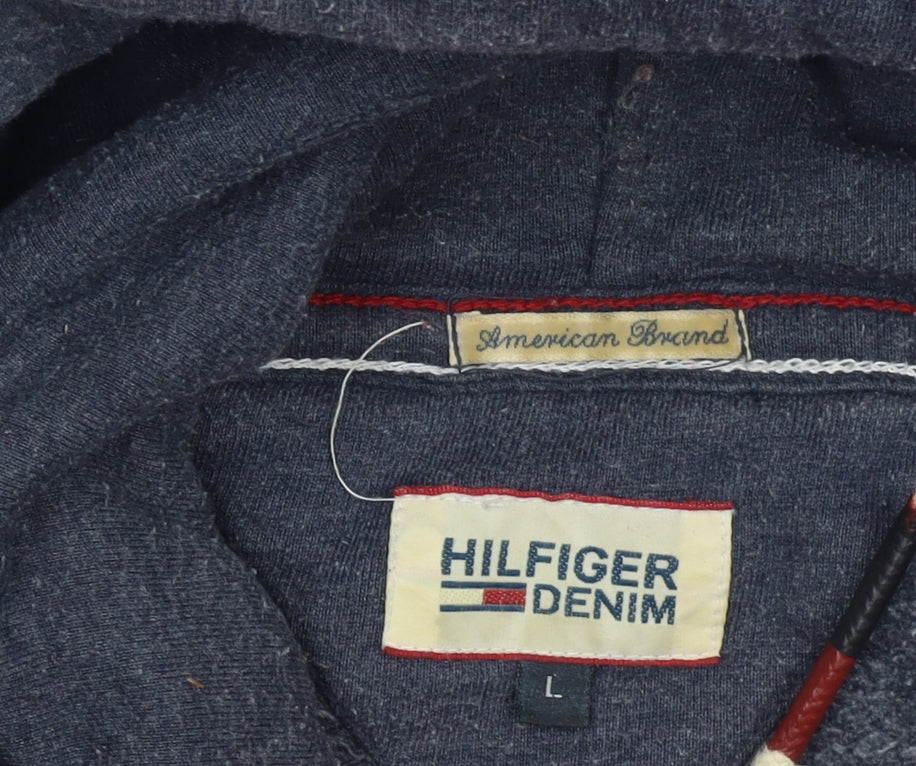 Mens UK Size L Hilfiger Denim Blue Pullover Hoodie