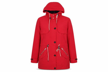 George Womens Red Hooded Parka Jacket Size 12 Cotton Blend