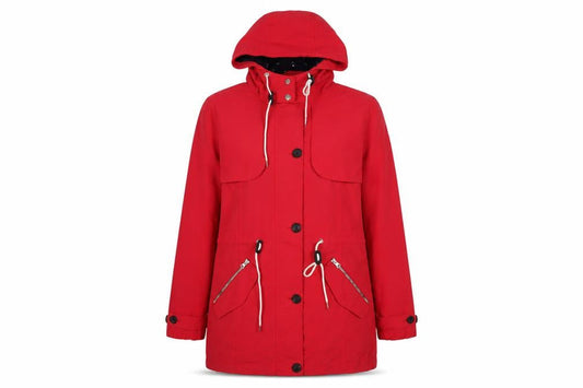George Womens Red Hooded Parka Jacket Size 12 Cotton Blend