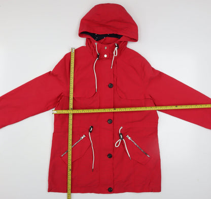 George Womens Red Hooded Parka Jacket Size 12 Cotton Blend