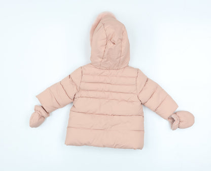 George Pink Hooded Puffer Coat 0-3 Months Unisex Baby Winter Jacket