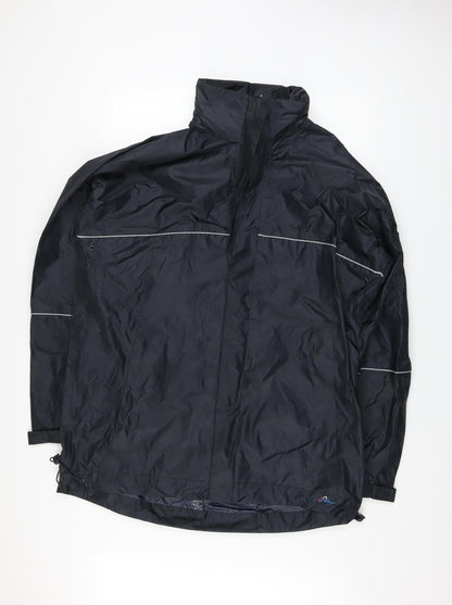 Blue Action Men's Black XL Waterproof Nylon Rain Jacket