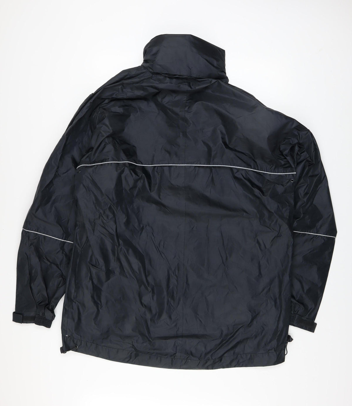 Blue Action Men's Black XL Waterproof Nylon Rain Jacket