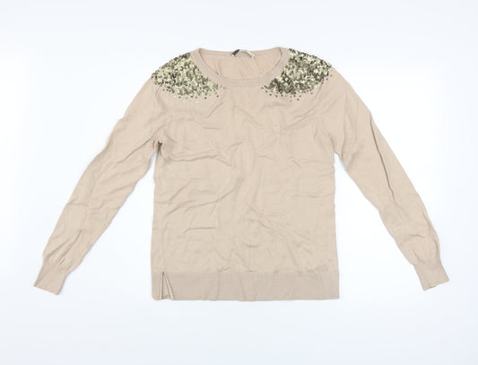 Womens UK Size M Oasis Beige Pullover Jumper