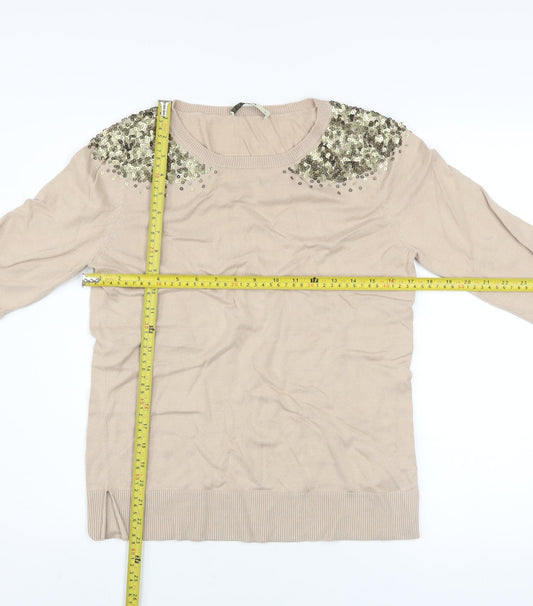 Womens UK Size M Oasis Beige Pullover Jumper