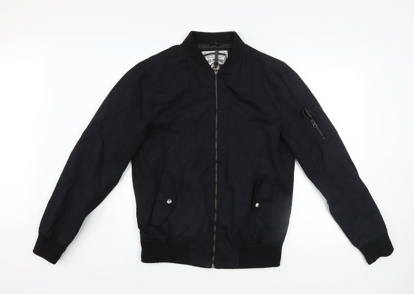 Mens UK Size M Red Herring Black Bomber Jacket