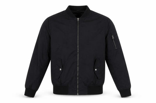 Front view of Red Herring Men Black Bomber Jacket Medium 40in Cotton Twill
