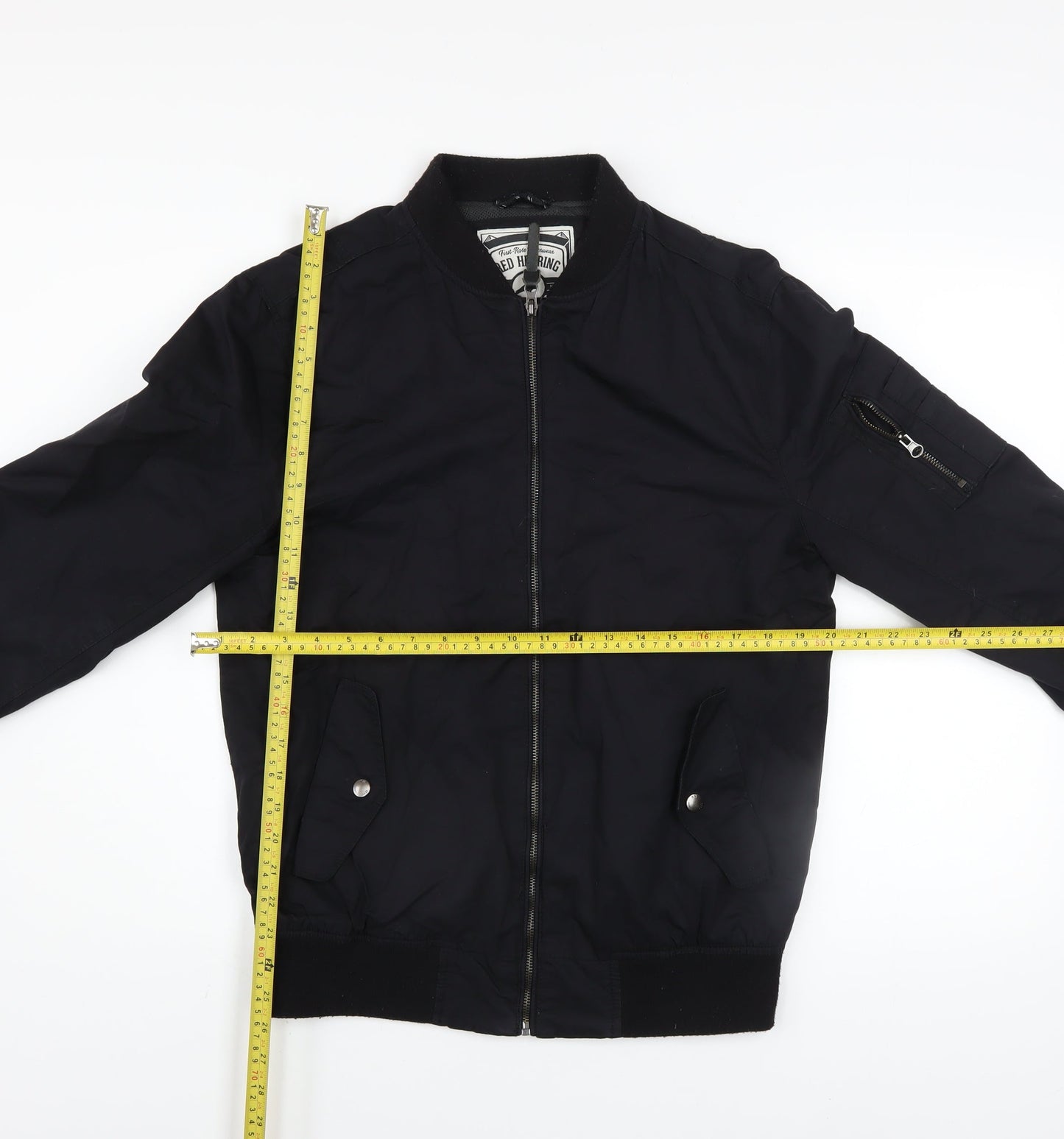 Mens UK Size M Red Herring Black Bomber Jacket