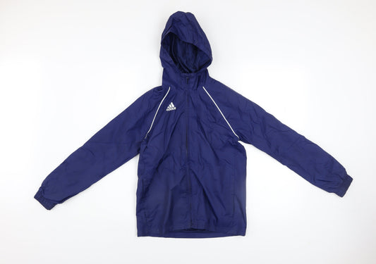 Boys UK Size 9-10 Years adidas Blue Windbreaker Coat