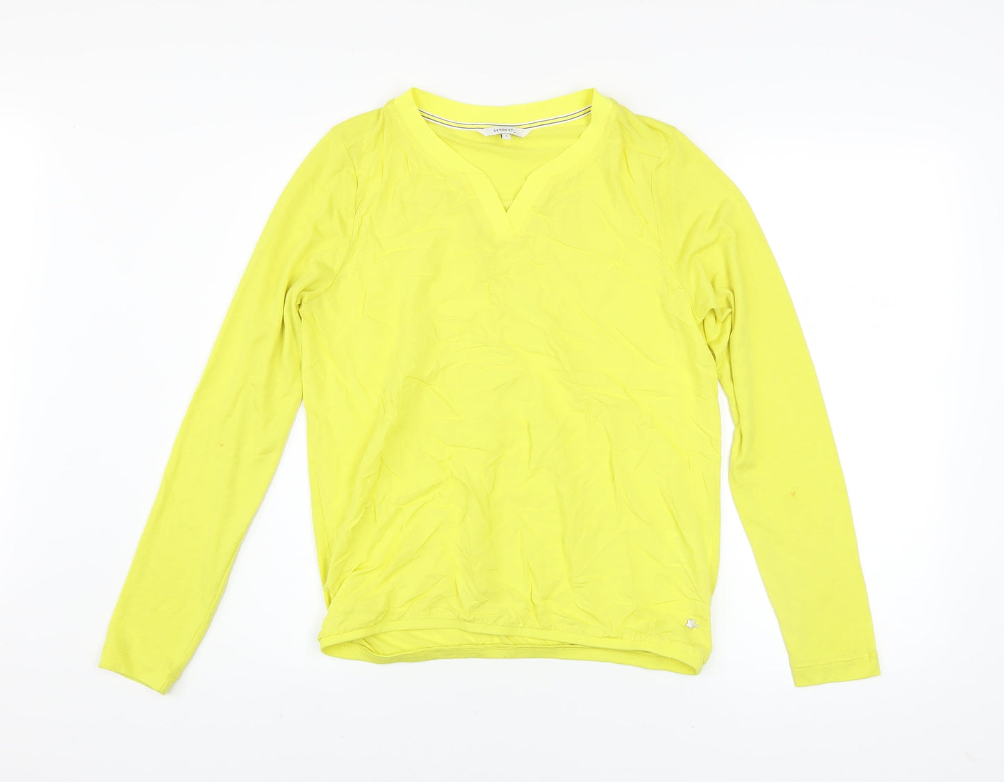 Womens UK Size S Sandwich Yellow Basic T-Shirt