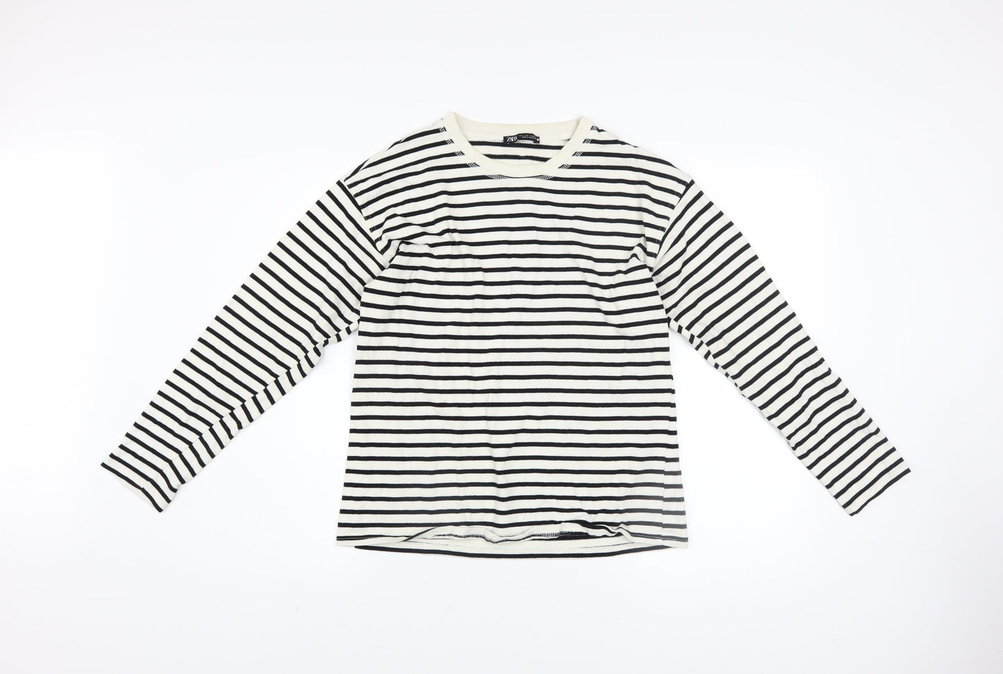 Womens UK Size S Zara Black Basic T-Shirt