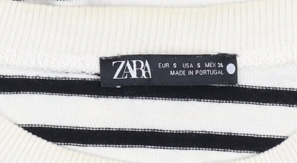 Womens UK Size S Zara Black Basic T-Shirt
