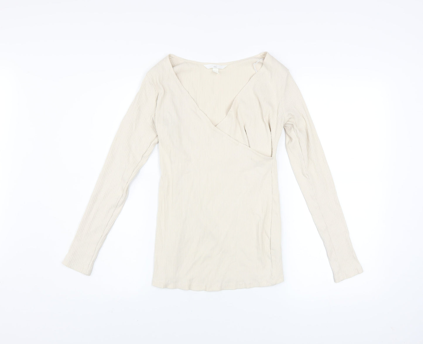 Womens UK Size S H&M Beige Wrap Blouse