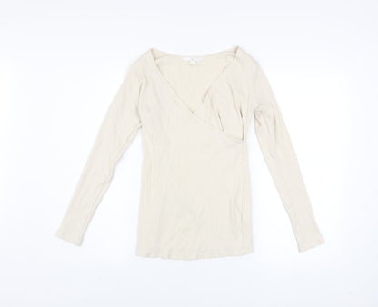 Womens UK Size S H&M Beige Wrap Blouse