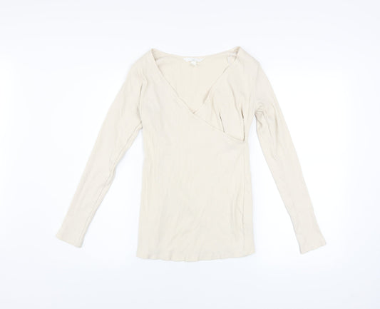 Womens UK Size S H&M Beige Wrap Blouse