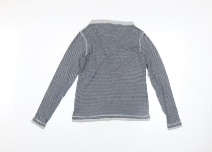 Trespass Men Blue Striped Cotton Long Sleeve Casual Top M