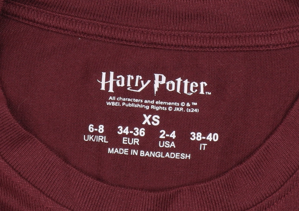 Womens UK Size XS Harry Potter Red Basic T-Shirt