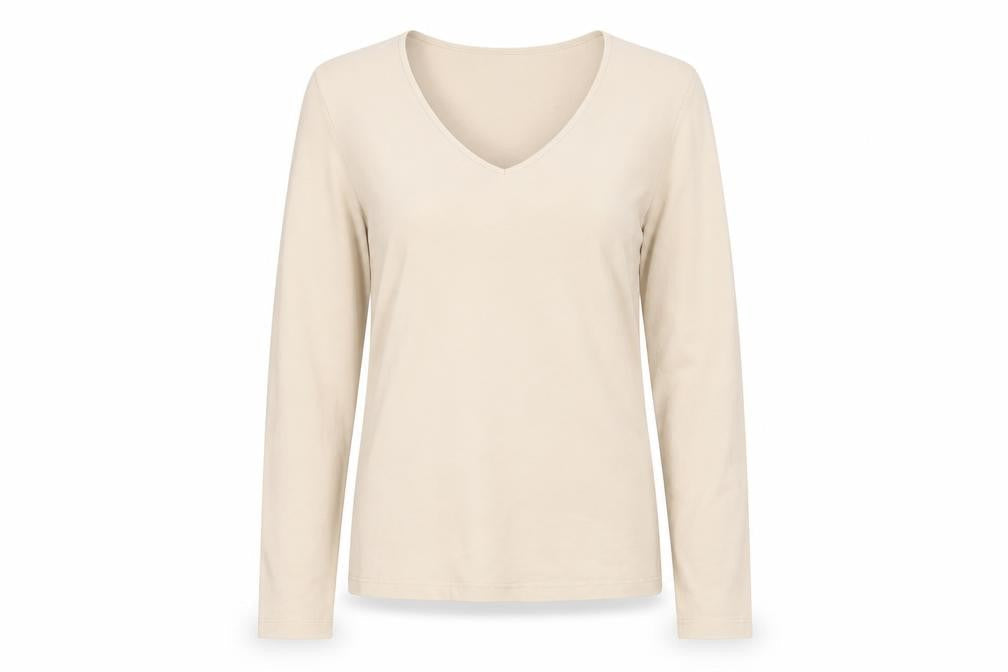 Womens UK Size M Velvet Beige Basic T-Shirt