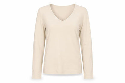 Womens UK Size M Velvet Beige Basic T-Shirt