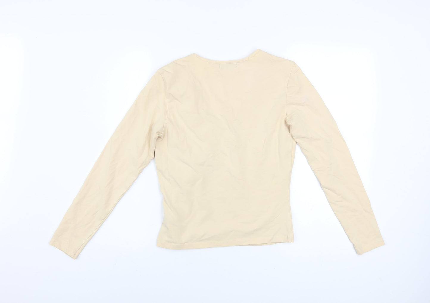 Womens UK Size M Velvet Beige Basic T-Shirt