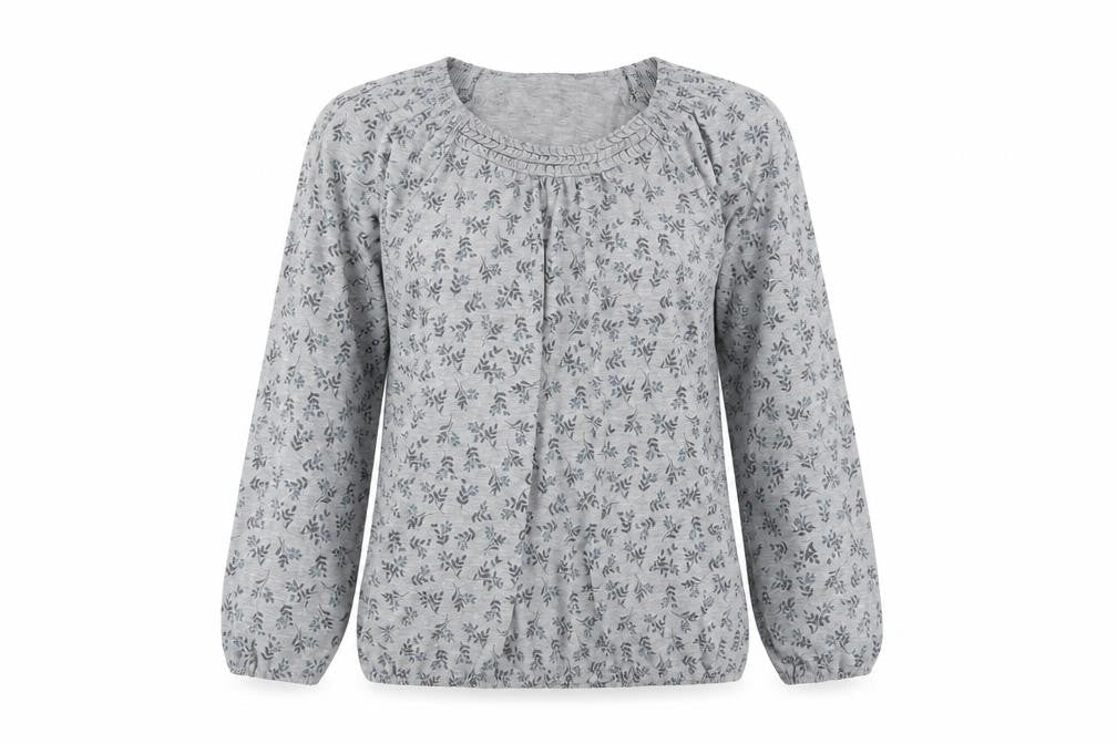 Bonmarché Women’s Grey Floral Long Sleeve Tunic Top Size 12