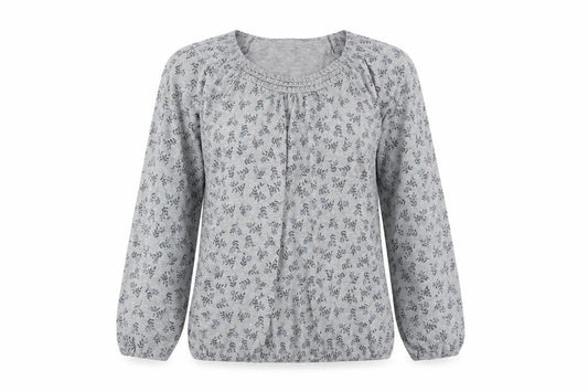 Bonmarché Women’s Grey Floral Long Sleeve Tunic Top Size 12