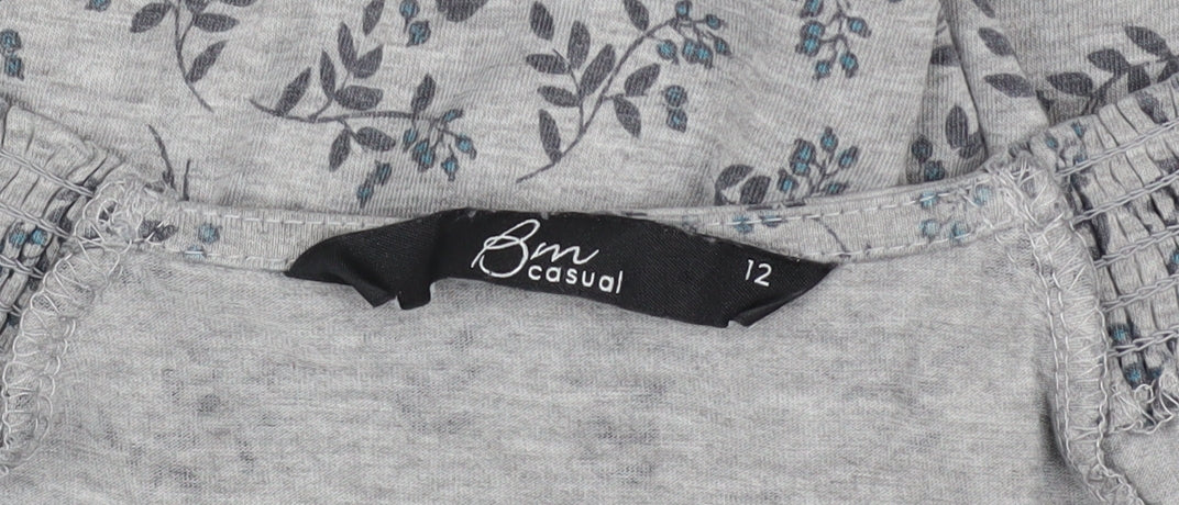 Womens UK Size 12 Bm Casual Grey Tunic Blouse