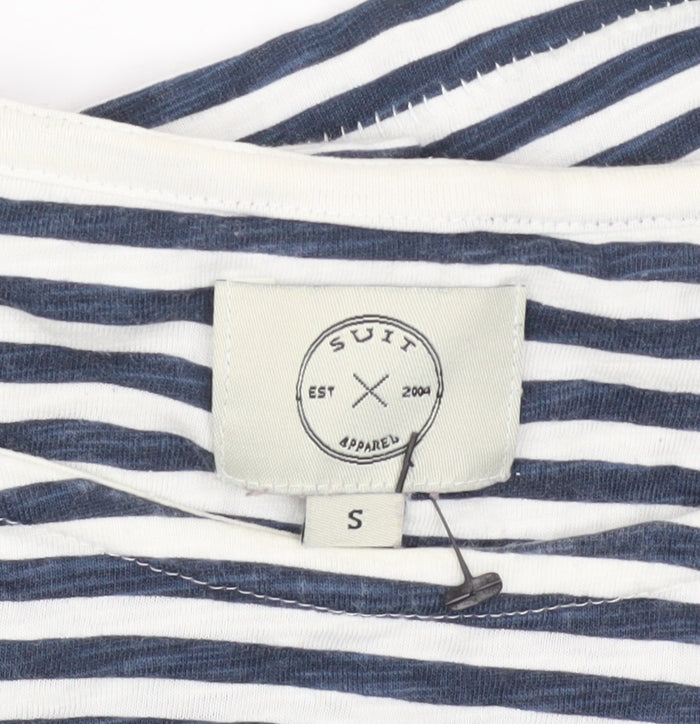 Unisex Adults UK Size S SUIT Blue Basic T-Shirt