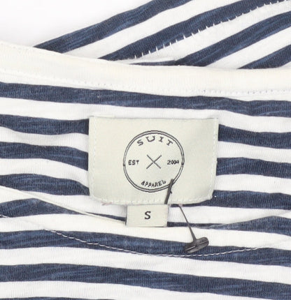 Unisex Adults UK Size S SUIT Blue Basic T-Shirt