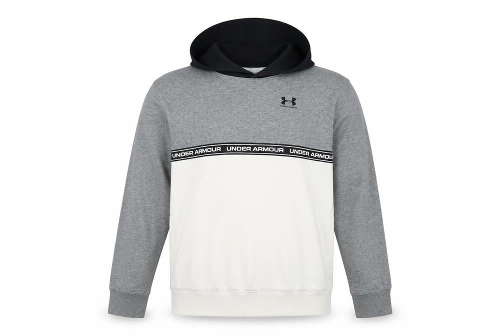 Front view of Under Armour Teens Grey Pullover Hoodie YXL Cotton Blend Sportswear