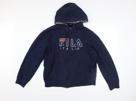 Mens UK Size L FILA Blue Full Zip Hoodie
