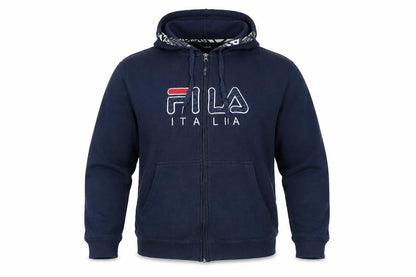 Front view of Fila Men's Blue Full Zip Hoodie L Sports Fleece Sweatshirt