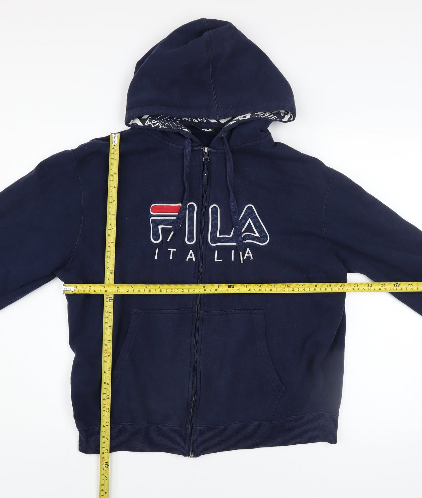 Mens UK Size L FILA Blue Full Zip Hoodie