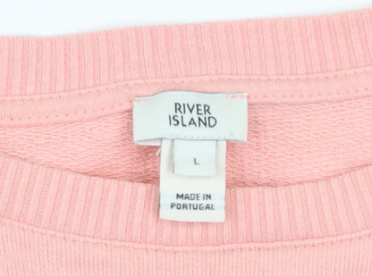 Womens UK Size L River Island Pink Pullover Sweatshirt