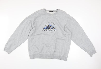 Unisex Adults UK Size M PRETTYLITTLETHING Grey Pullover Sweatshirt