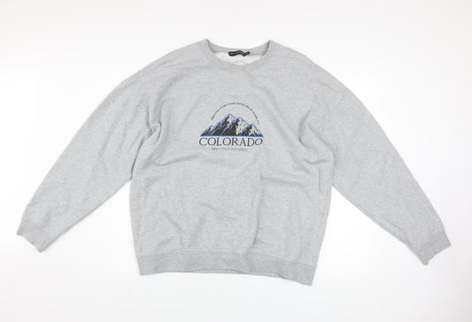 Unisex Adults UK Size M PRETTYLITTLETHING Grey Pullover Sweatshirt