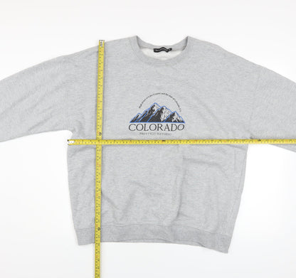 Unisex Adults UK Size M PRETTYLITTLETHING Grey Pullover Sweatshirt