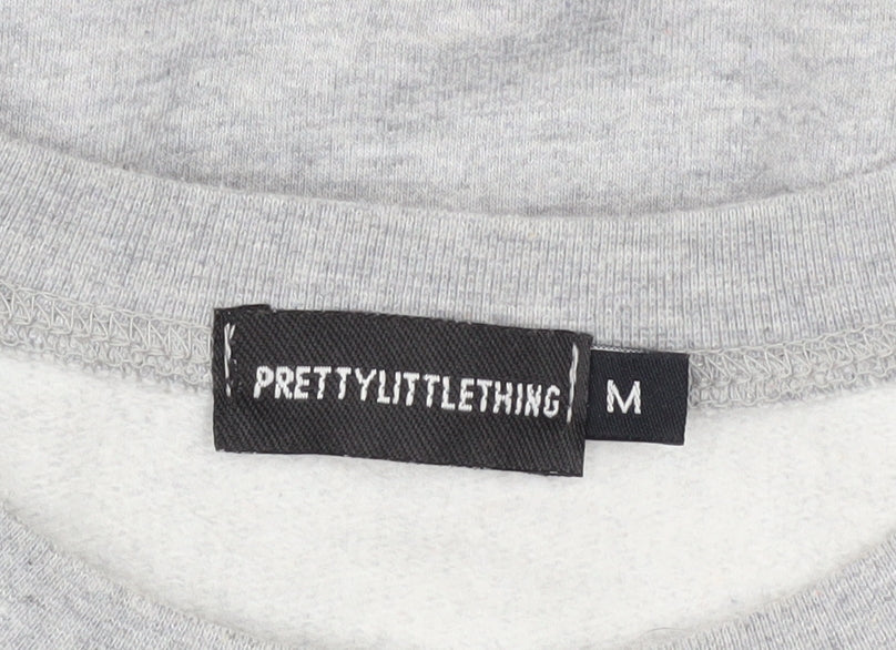 Unisex Adults UK Size M PRETTYLITTLETHING Grey Pullover Sweatshirt