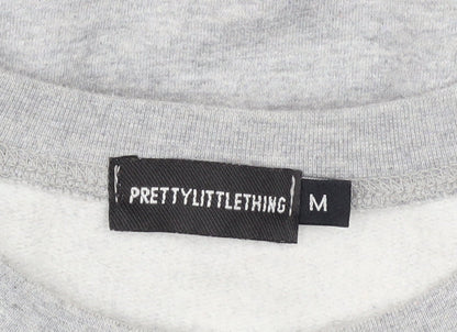 Unisex Adults UK Size M PRETTYLITTLETHING Grey Pullover Sweatshirt