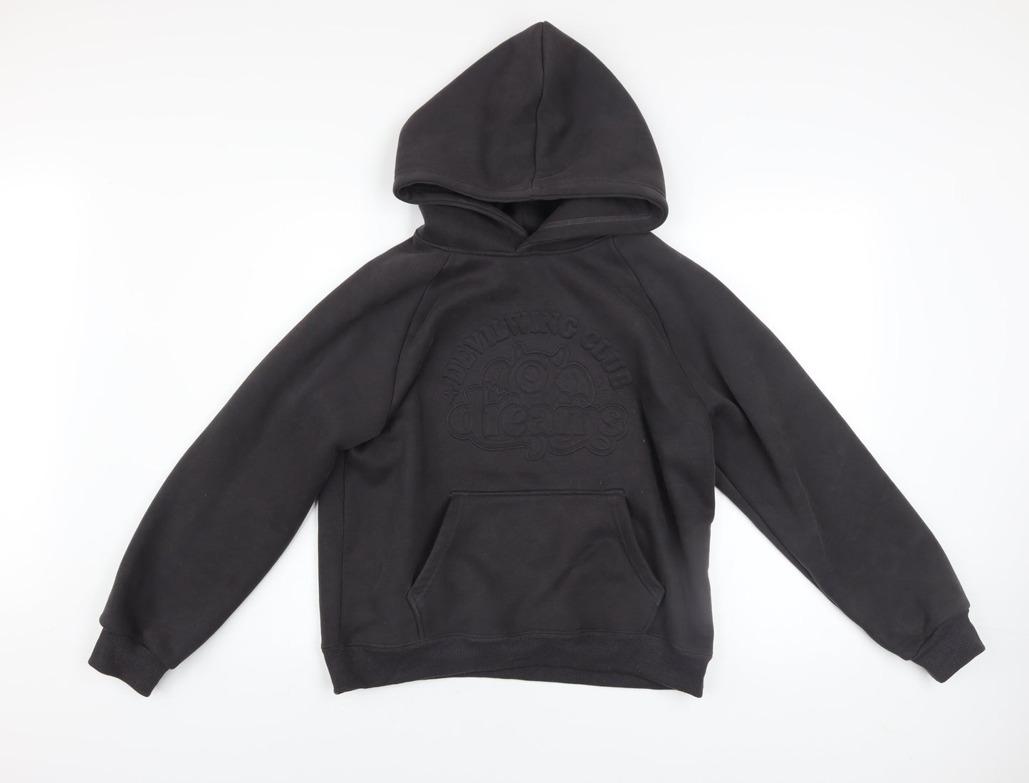 Devil Wing Boys Black Pullover Hoodie Size 12-13 Years Fleece Cotton Blend