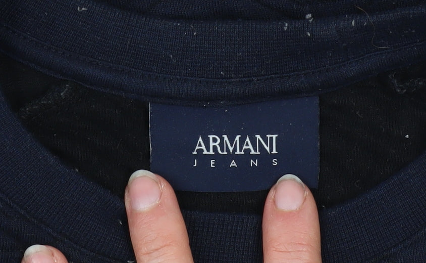 Mens UK Size S Armani Jeans Blue Pullover Sweatshirt