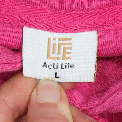 Womens UK Size L Acti Life Pink Pullover Hoodie